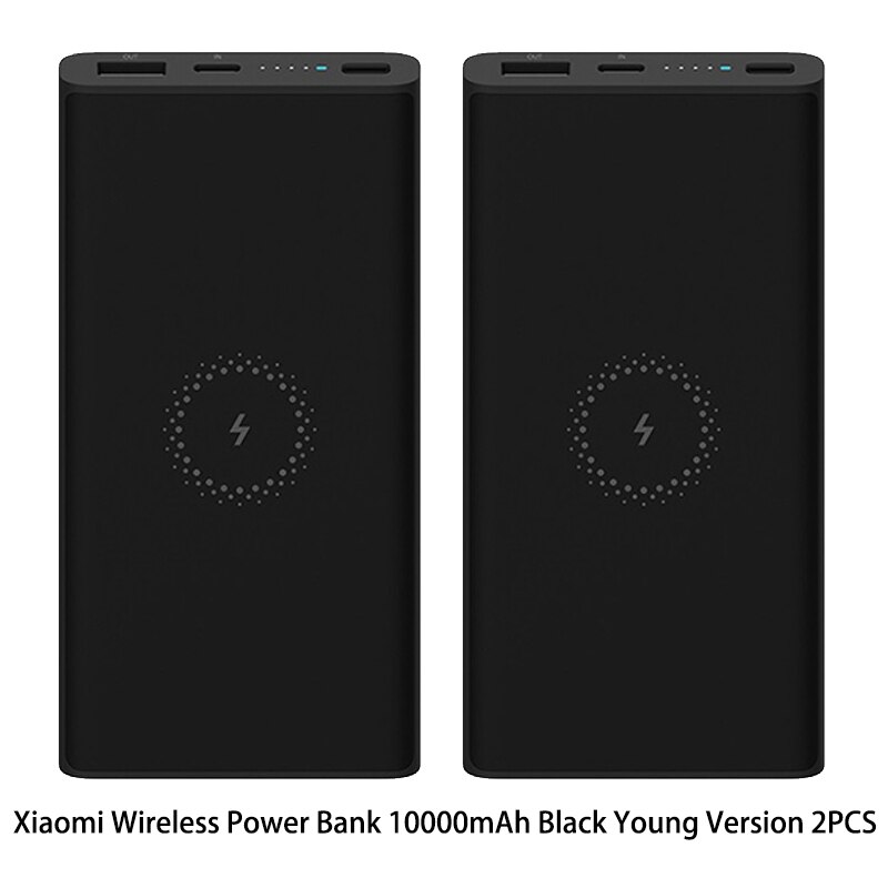 Xiaomi Banca di Potere Senza Fili 10000 mAh Qi Caricatore Senza Fili USB Tipo C Mi Powerbank Portatile di Ricarica Veloce banca di potere per telefono: Black 2PCS