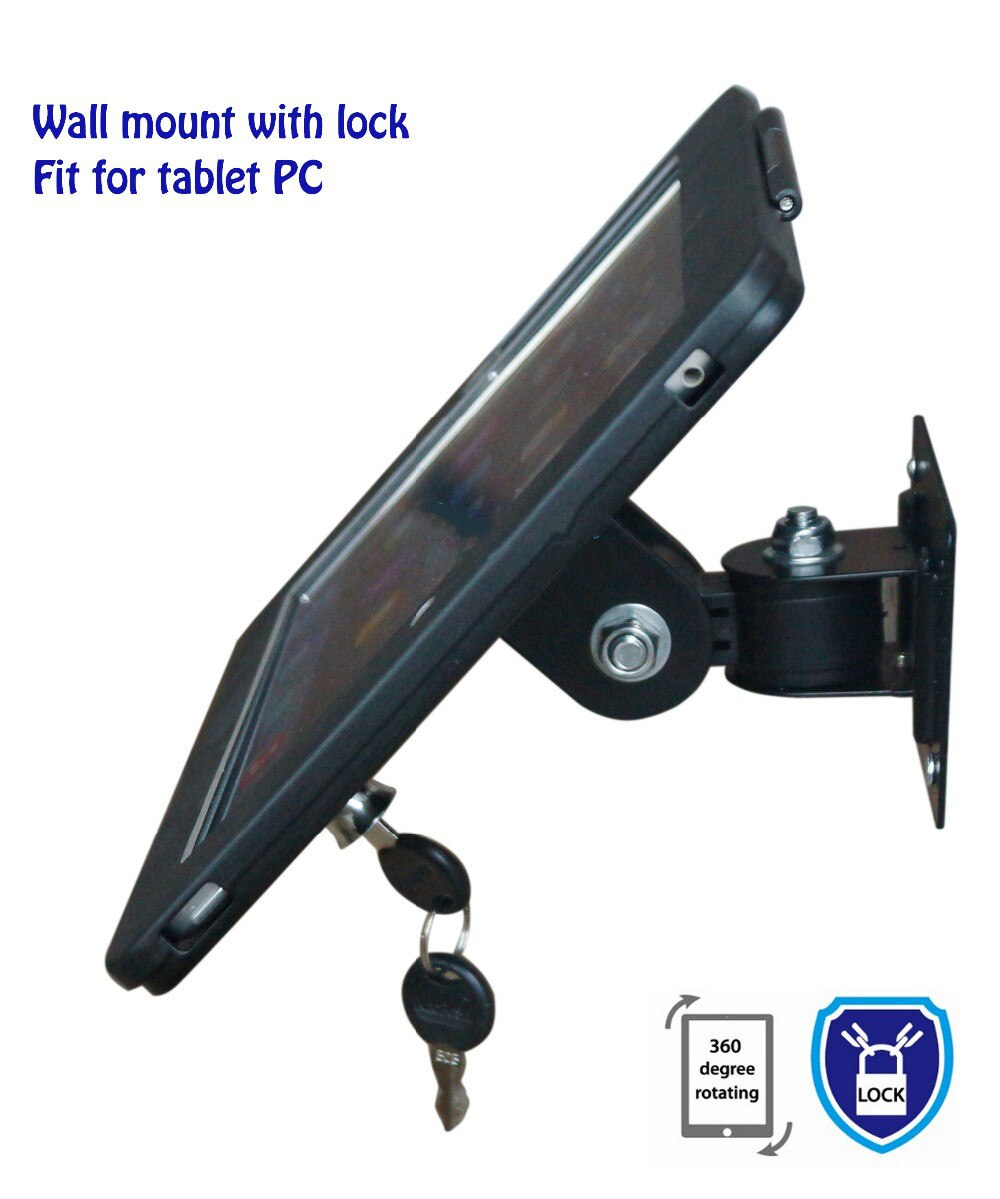 Fit for iPad 2/3/4/air/pro wall mount metal case for ipad stand display bracket tablet pc lock holder support full motion angle
