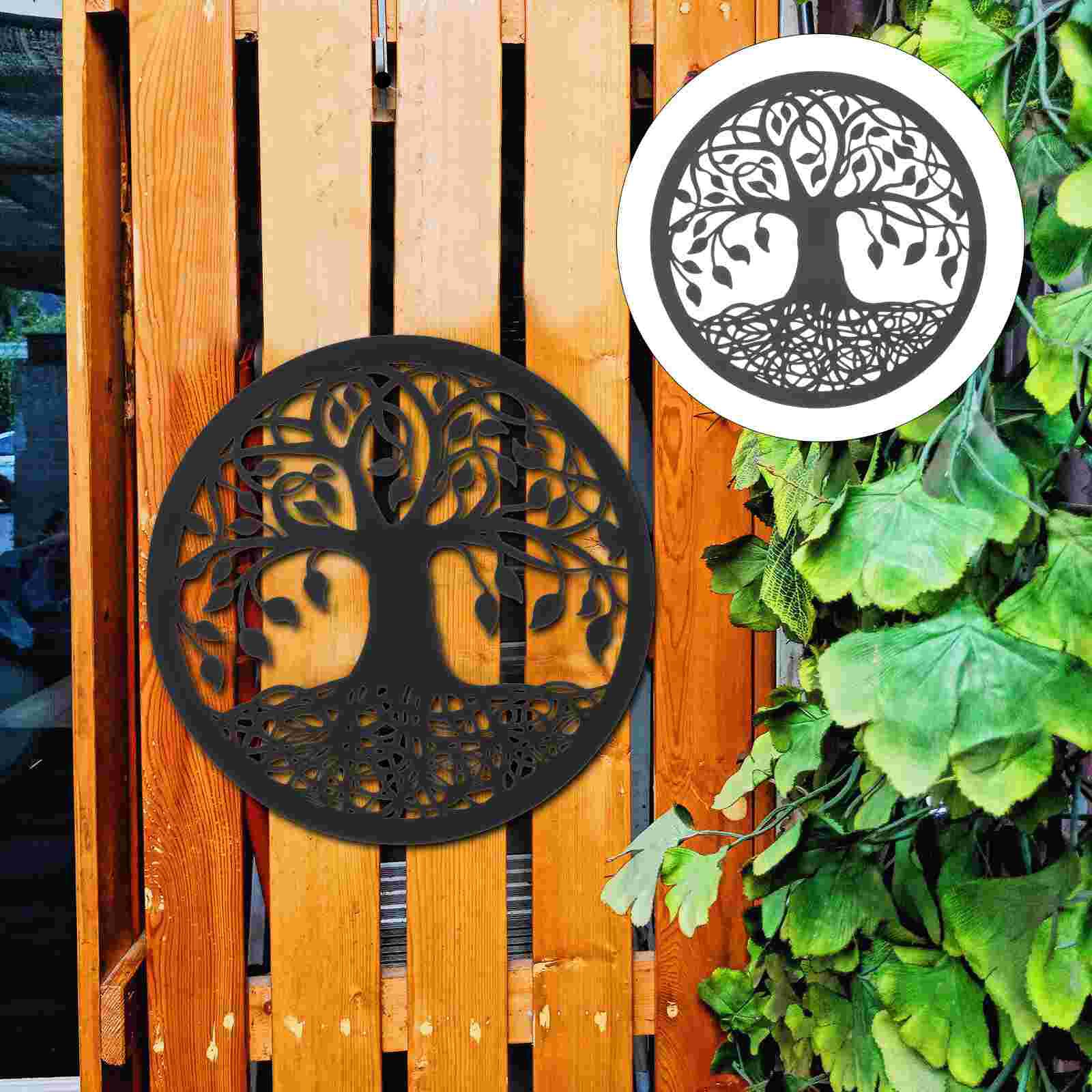 Iron Craft Wall Decor Decorative Metal Wall Ornament Home Garden Wall Pendant: Black