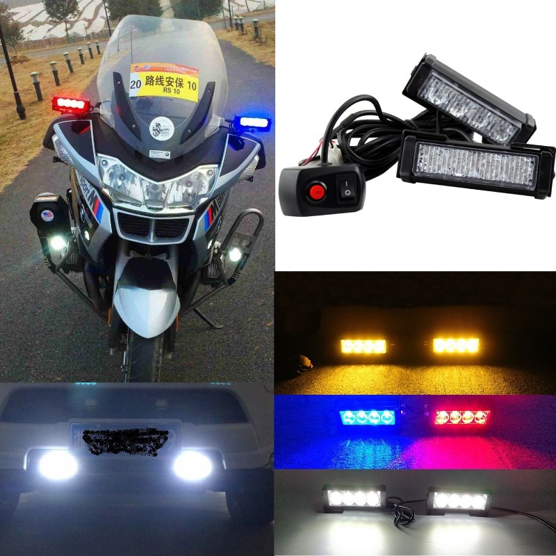 12v Motorcycle flasher light Police Motorbike Motos Led Strobe light Emergency flash light Highway Freeway driving for Security