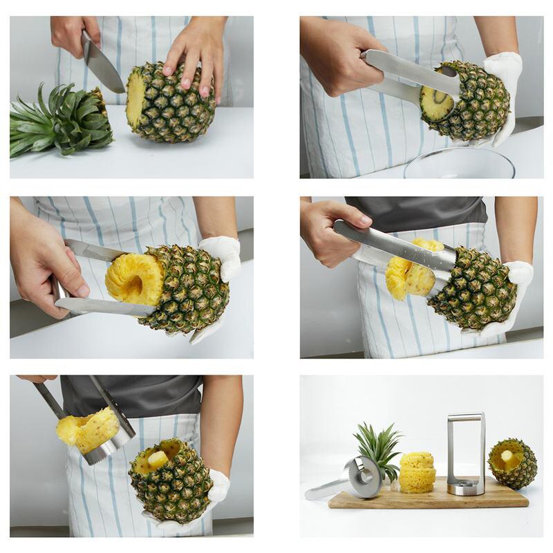 Dunschiller Rvs Ananas Slicer Ananas Snijder en Corer Pineapple Slicer Peeler Corer Fruit Mes Groente Gereedschap