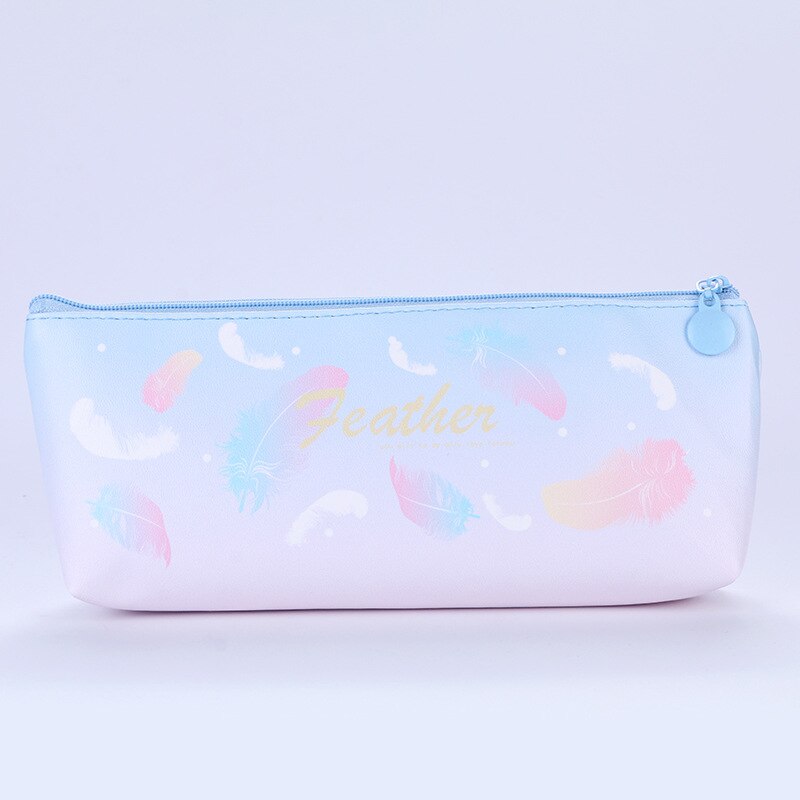 Leuke Lederen Veer Pen Etui Student Briefpapier Tas Grote Capaciteit Opbergtas Portemonnee Kantoor Etui: 1PC B