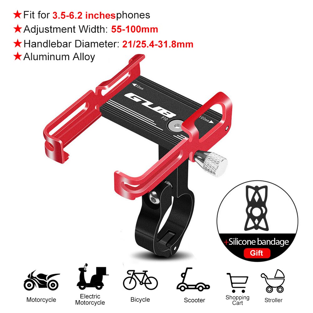Gub Plus 9 Motorfiets Telefoon Mount Draaibare Fiets Mobiele Telefoon Houder Mtb Rekken Fietsen Scooters Mount Fiets Accessoires: D black red