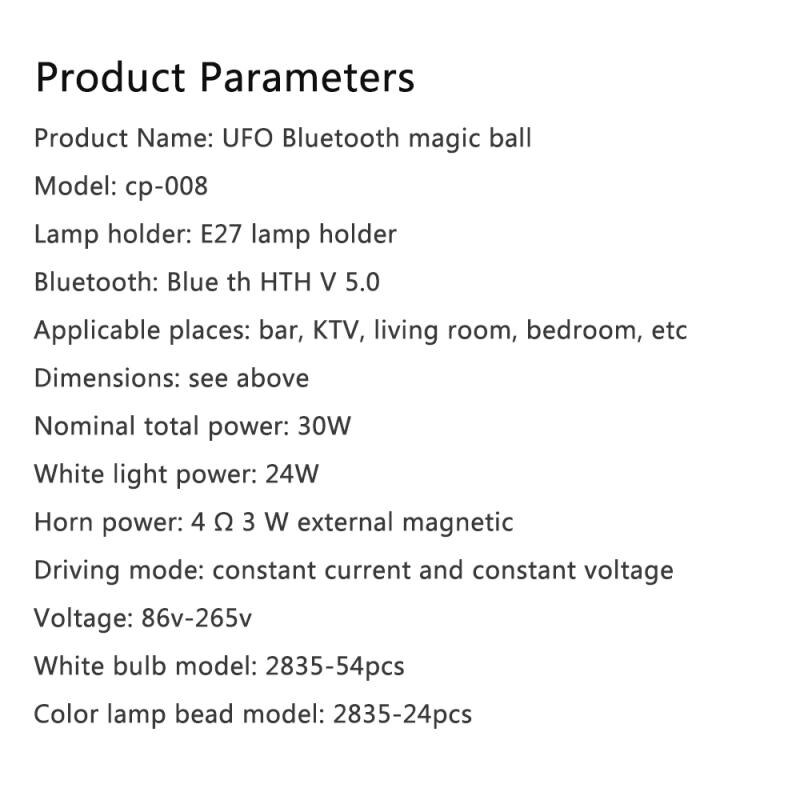 30W E27 Smart Dimmable Light Bulb UFO Bluetooth Crystal Magic Ball LED Light Bulb Remote Control 2835 RGB Projector Night Light