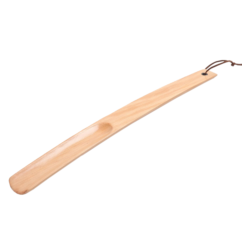 Houten schoenlepel met lange steel, geschikt voor hotellaarzen, geurbestendig, draagbaar, lepeltje, thuis, atletisch, ophanglus, willekeurige kleur