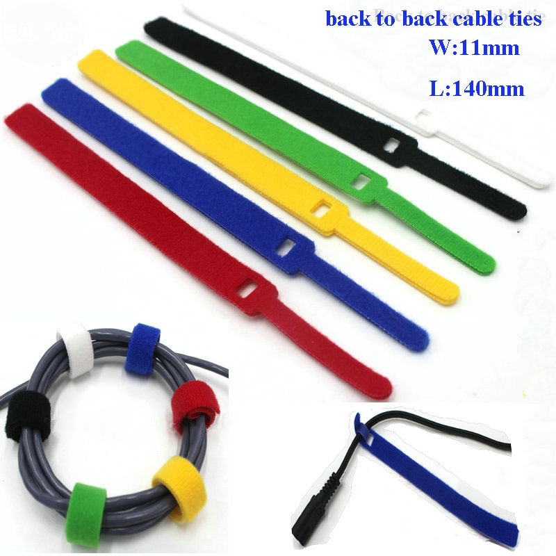 120 stks 11*140mm 6 kleuren Nylon Herbruikbare Kabelbinders terug naar kabelbinder nylon band Tape haak loop fastener management