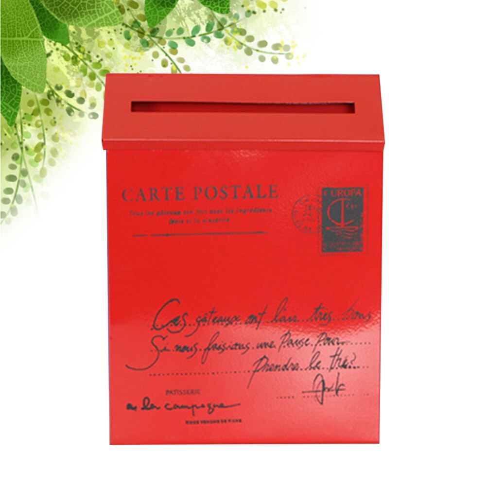 1pc Post Box Metal Wall-mounted Decorative Mailbox Letter Box Box for Incoming Mail: Red