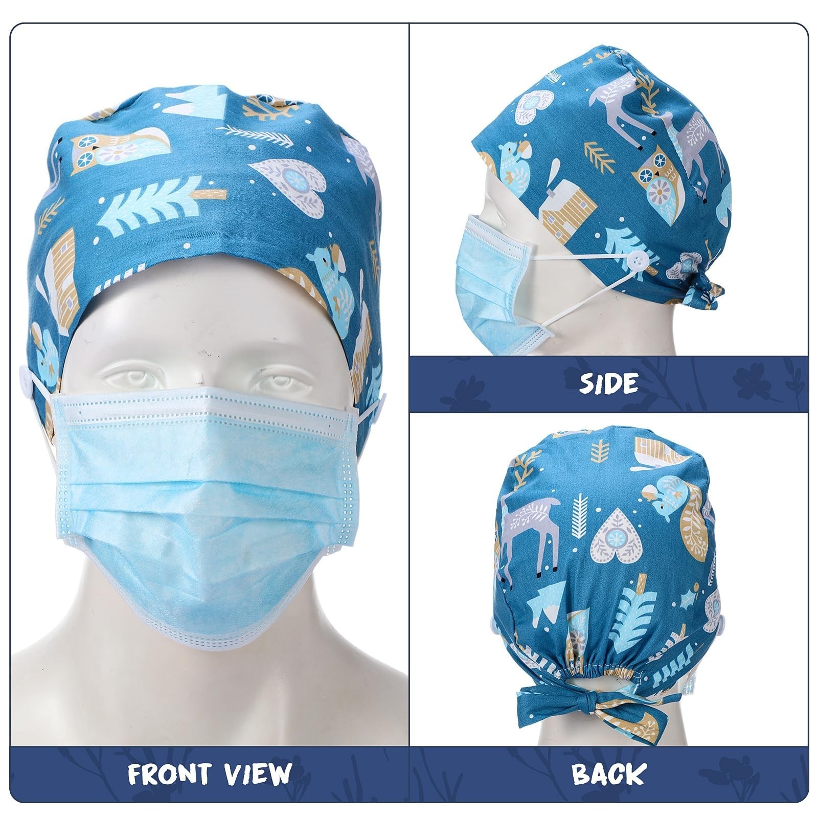 Gorros exfoliantes de Pascua con estampado de huevos y conejos, gorro de enfermera, gorro de trabajo para agencia de mascotas, accesorios para enfermeras, suministros de Pascua, gorro clínicos