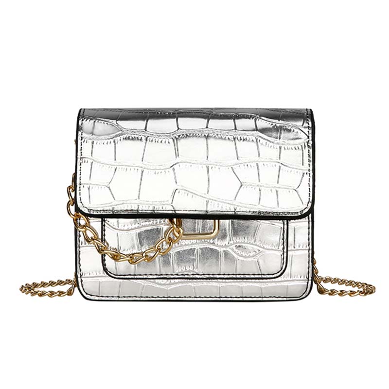 Women Snake Print Handbags Purse Vintage PU Leather Crossbody Bags Female Serpentine Casual Large Messenger Shoulder Bag: Silver