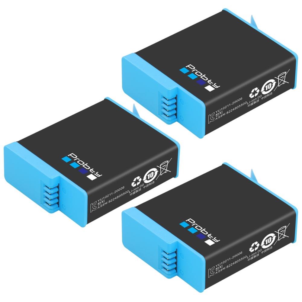 Originele Probty Voor Gopro Hero 9 Batterij 2 Slot Lader Kit Opbergdoos Oplader Voor Gopro Hero 9 Zwart Hero9: 3 Pcs Battery