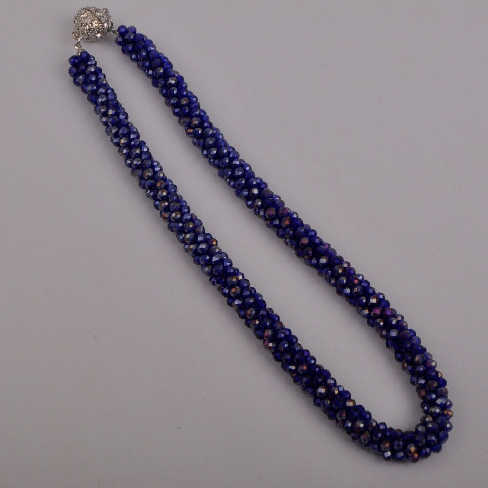 Colorful Crystal Beaded African Necklace European and American Necklace Costume Necklace Set: Royal Blue AB