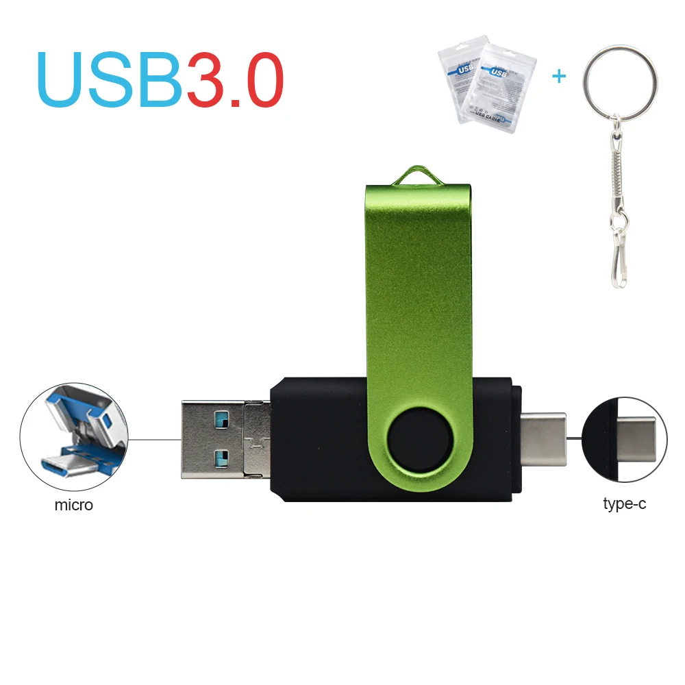 3 in w 1 dysk flash usb otg, usb 3.0 i typu c oraz micro usb, pendrive 512g w 256g, pamięć usb, pendrive 32gb 64gb 128gb, dysk u: Złoto / 128 gb