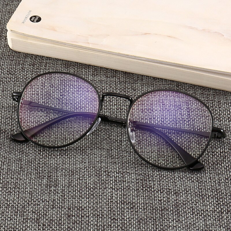Anti Blue Ray Computer Glasses Men Women Anti Blue Light Eyeglasses Frame Metal Round Glasses Frames Woman Clear Lens