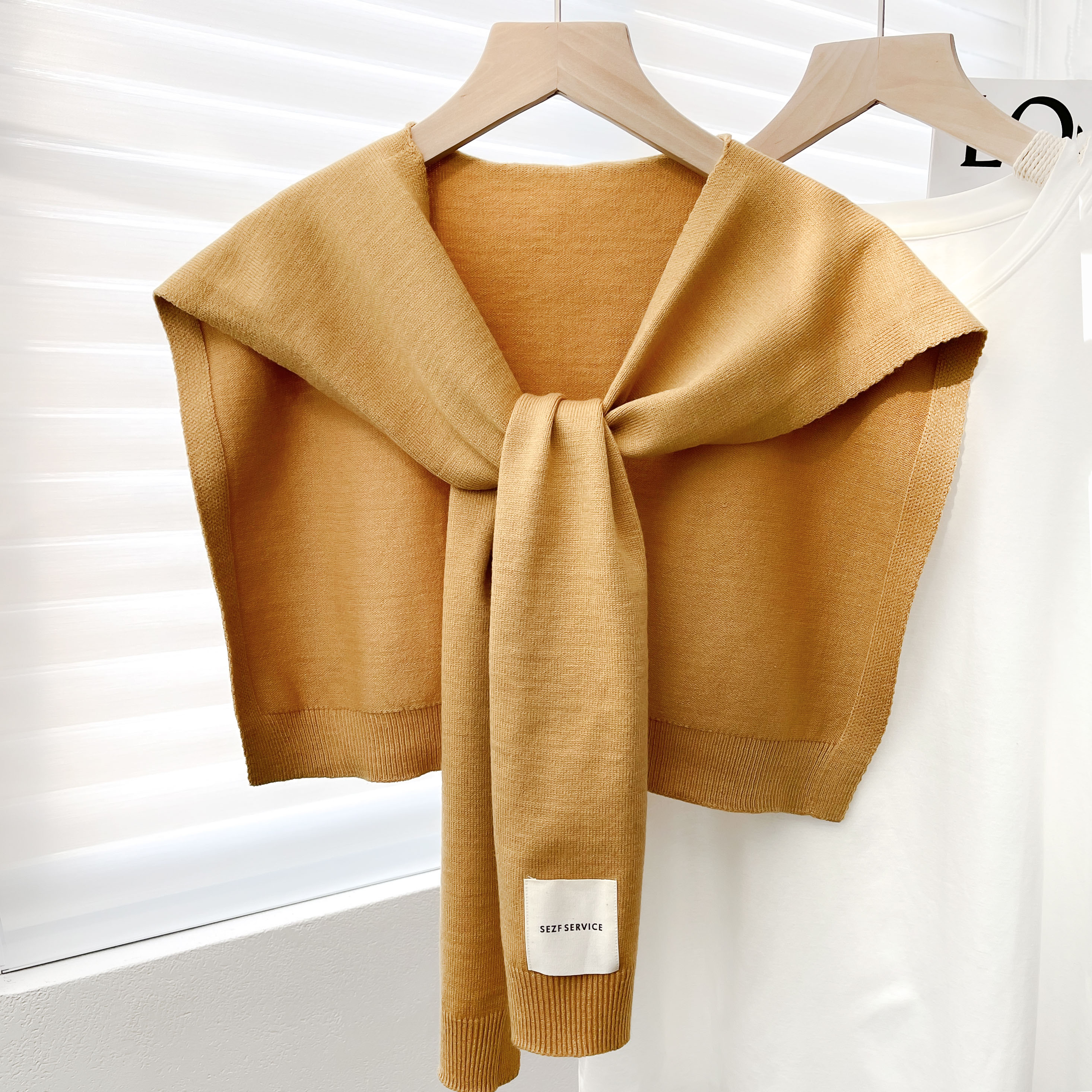 Bufanda chal de punto de Color liso para mujer, capas de otoño e invierno con camisas, ropa de invierno a la , bufandas decorativas para mujer: Naranja