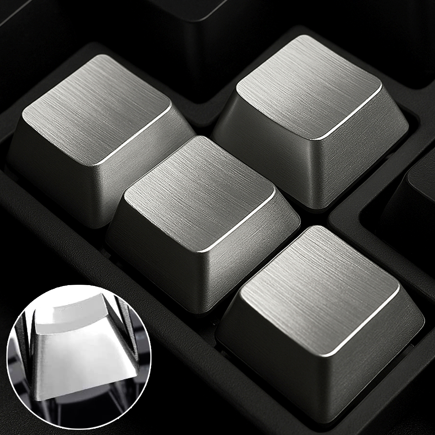 1/2/3 luksuriøse spilltastaturer i aluminiumslegering, tastehetter, universelle metall-sølvfargede mekaniske tastaturer med modifikatorer og tastetrekker