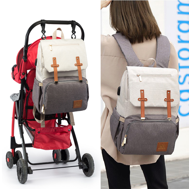 Sac à dos à couches pour bébé, sac de poussette pour maman papa, sac à main Oxford étanche, Kits de couches d'allaitement, sacs de maternité, support chauffant USB,
