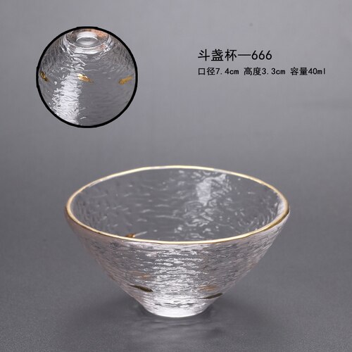 Japanske snapseglas kop krusning guldkant whiskyglas vintage vinglas home kieliszki do wina juice glas  ac50gc: Stil 5-40ml