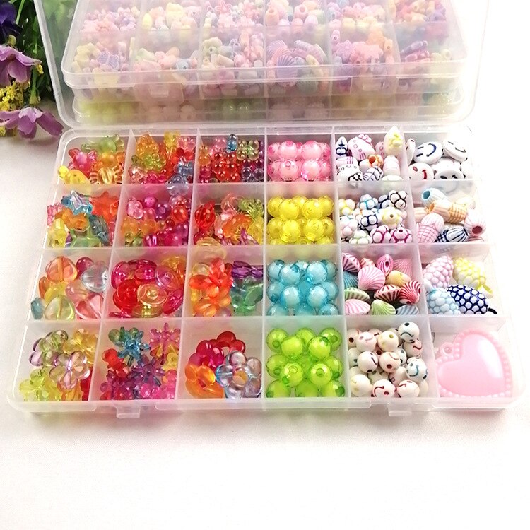 Jouets de perles pour enfants, 24 grilles, puzzle fait à la main, jouets pour filles, Kit Bracelets avec ensemble d&#39;accessoires: 4