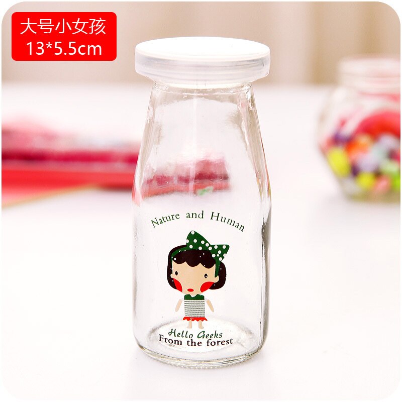 6 stuks glazen potten en deksels voor yoghurt cartoon diy kookmelkfles hoge temperatuur puddingfles frascos de vidrio con tapa: 200ml leeuwen
