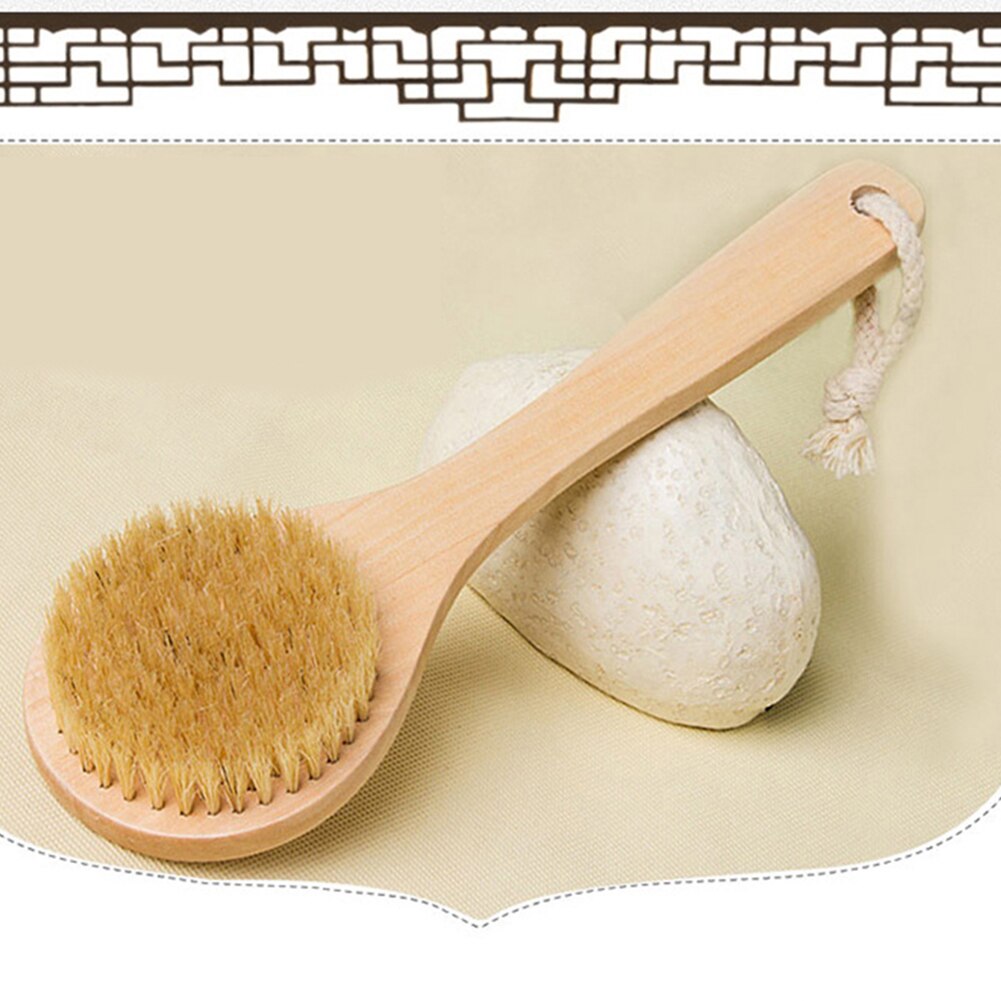 Body Dry Brush Natural Boar Bristle Organic Dry Skin Body Brush Wooden Handle Wet Back Shower Brushes Exfoliating Bathing Brush