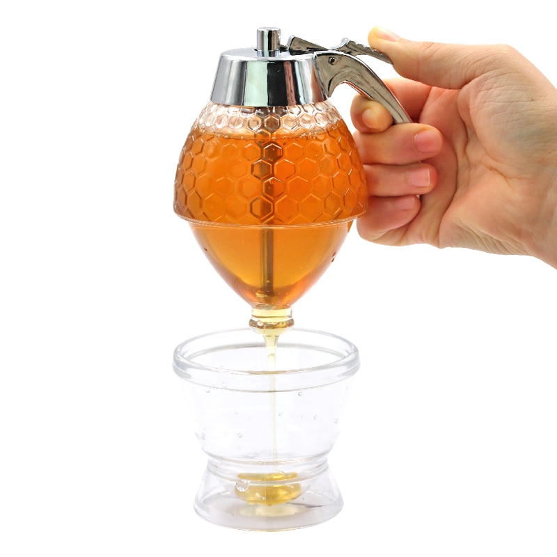 Frasco dispensador de miel de 200ml, recipiente para zumo, jarabe, hervidor, soporte de cocina, dispensador de miel, bote de almacenamiento portátil