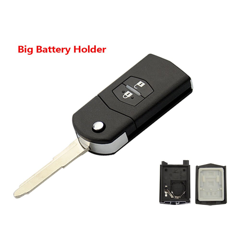 OkeyTech 2 Button Flip Folding Remote Car Key Shell Replacement Cover Case Fob with Battery Holder For Mazda 3 5 6 M6 RX8 MX5: big set