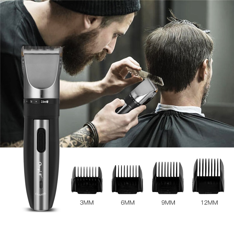 Low Noise Rechargeable Haircut Machine Adjustable 0.8-2mm Electric Shave Titanium ceramic blade Hair Clipper