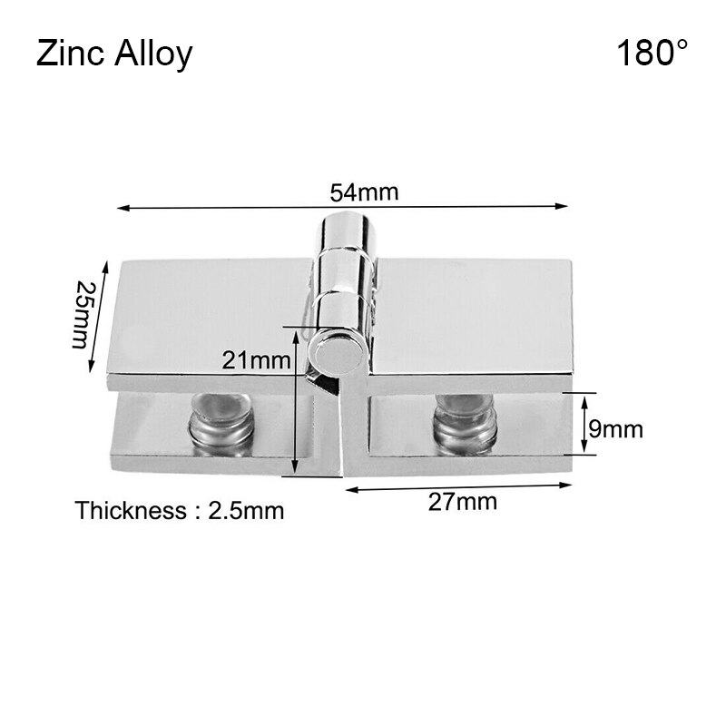 2 Pcs Glass Door Hinge Cupboard Showcase Cabinet Hinge Durable Glass Clamp Home JAN88: zinc alloy / 1 Inch
