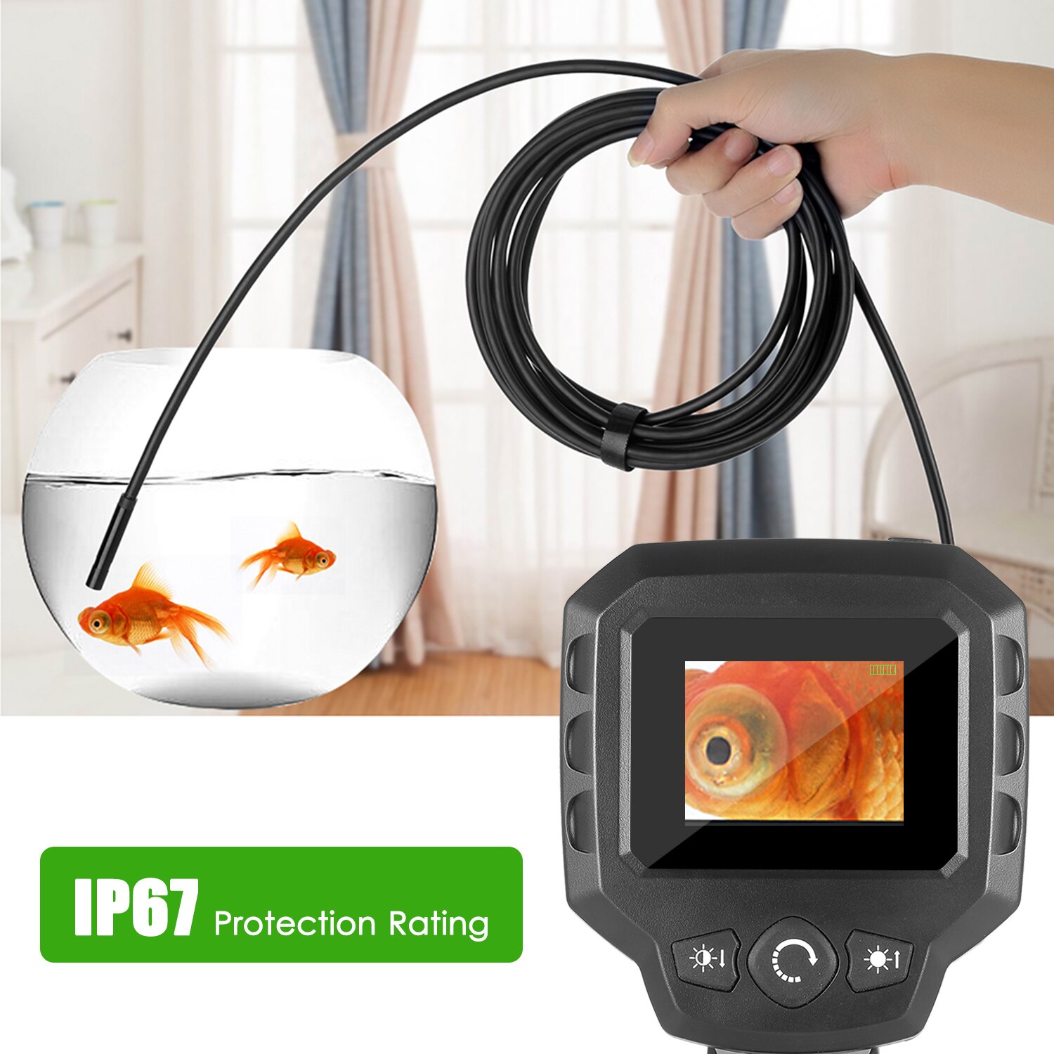 KKMMON Endoscope Camera Handheld 2.4" LCD Industrial Endoscope Borescope with 2.4-inch Screen 4 LED Lights Inspection Camera