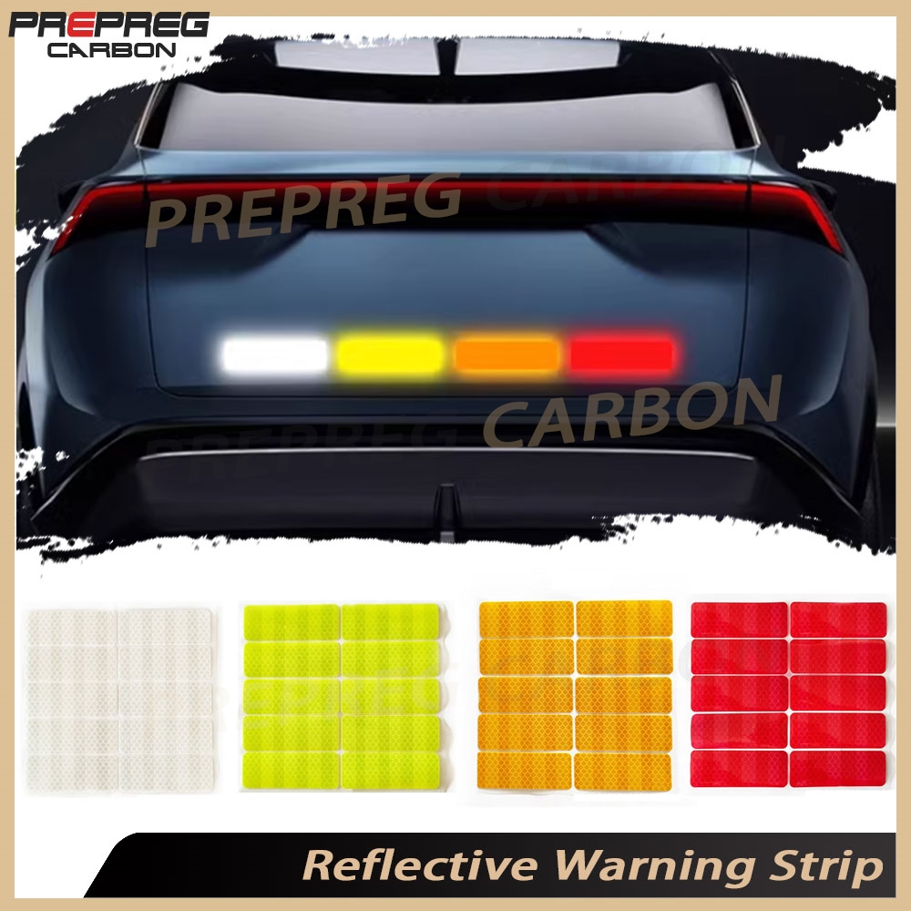10 Stuks Auto Bumper Reflecterende Stickers Reflecterende Waarschuwing Strip Tape Veilige Reflector Stickers Decals Veiligheidswaarschuwing 30*80mm