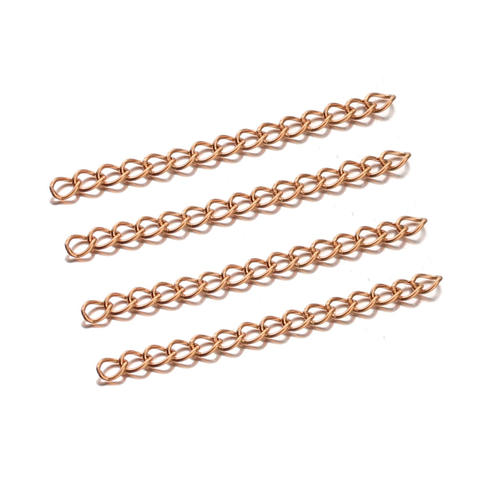 Pulsera de acero inoxidable con base de 50mm, extensor de cadena, 50 Uds.