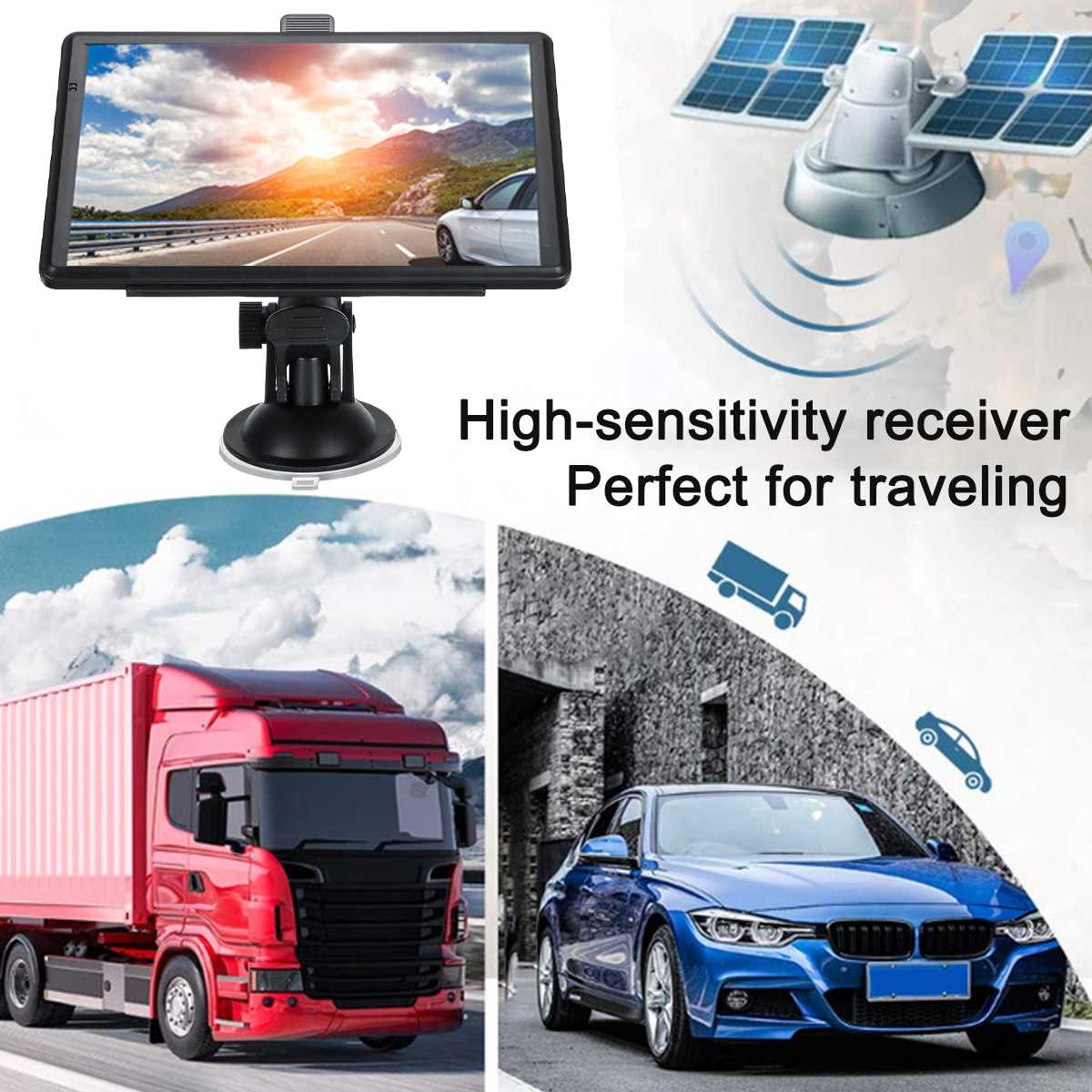 Car GPS Navigation 7 Inch Touch Screen GPS Navigator Truck Sat Nav 256M+8G Australia Map GPS Navigators FM / Video Support