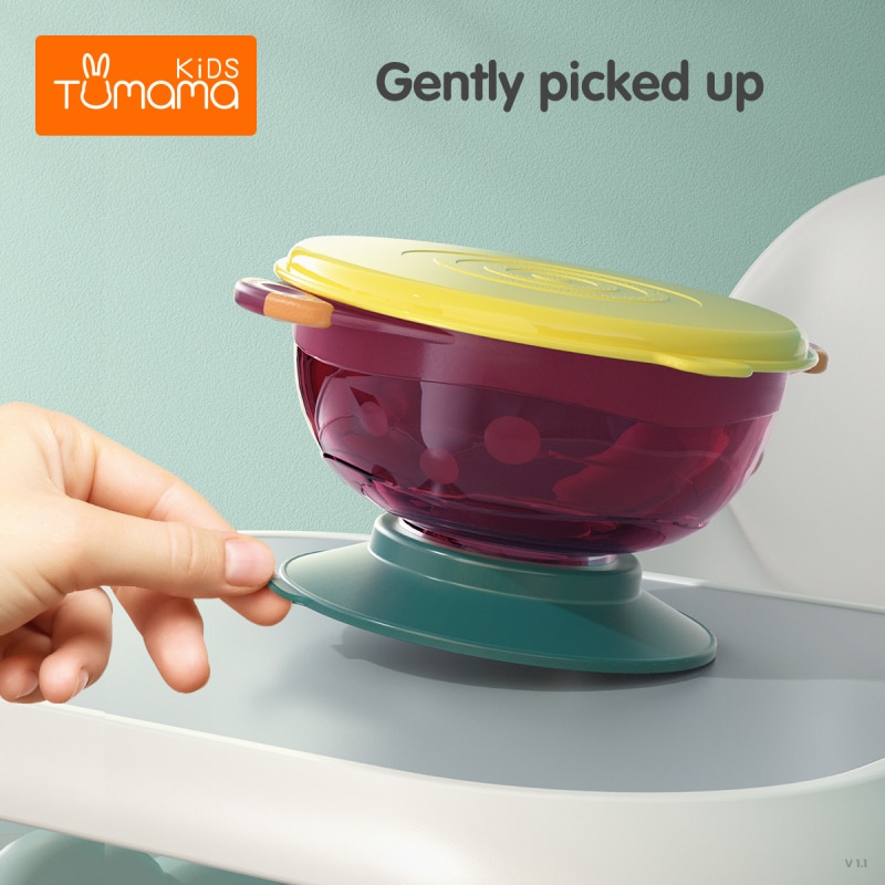 Children's Complementary Food Silicone Integrated Dinner Plate Non-slip Anti Suction Cup Three Set Baby Feeding Di