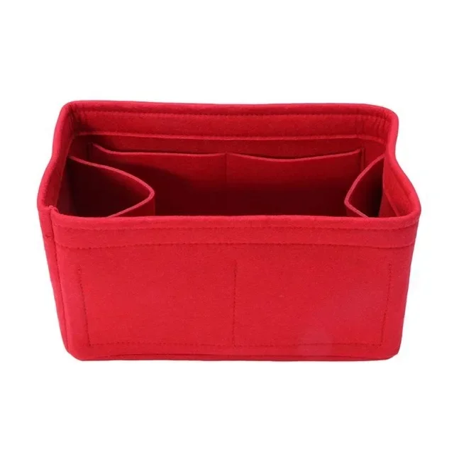 Bolsa de fieltro para mujer, bolsa de maquillaje, bolso Interior, bolsas de almacenamiento portátiles, organizador de cosméticos de viaje, bolsas para mujer: L / Beige