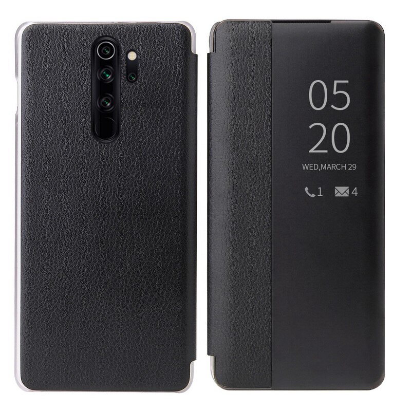 PU Leather+Hard PC Window View Smart Flip Case For Xiaomi Redmi Note 8T 8 7 Pro 8A 7A Smart Window View Cowhide Flip Case Cover: For Xiaomi Redmi 8 / Black