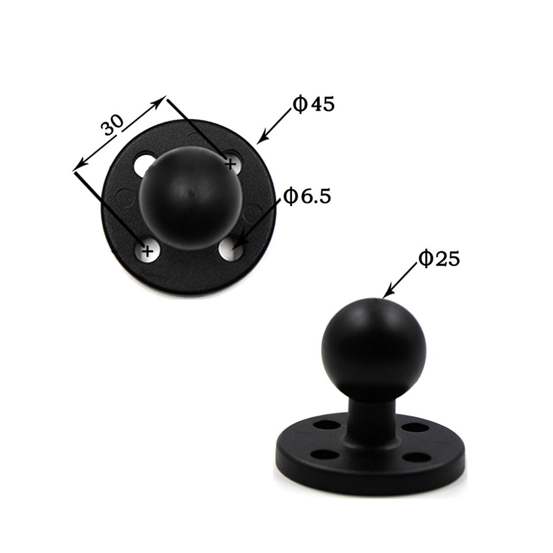 Moto rond carré Base de montage en aluminium caoutchouc 1 pouce trépied rotule pour Gopro pour Ram supports pour Garmin DSLR caméra
