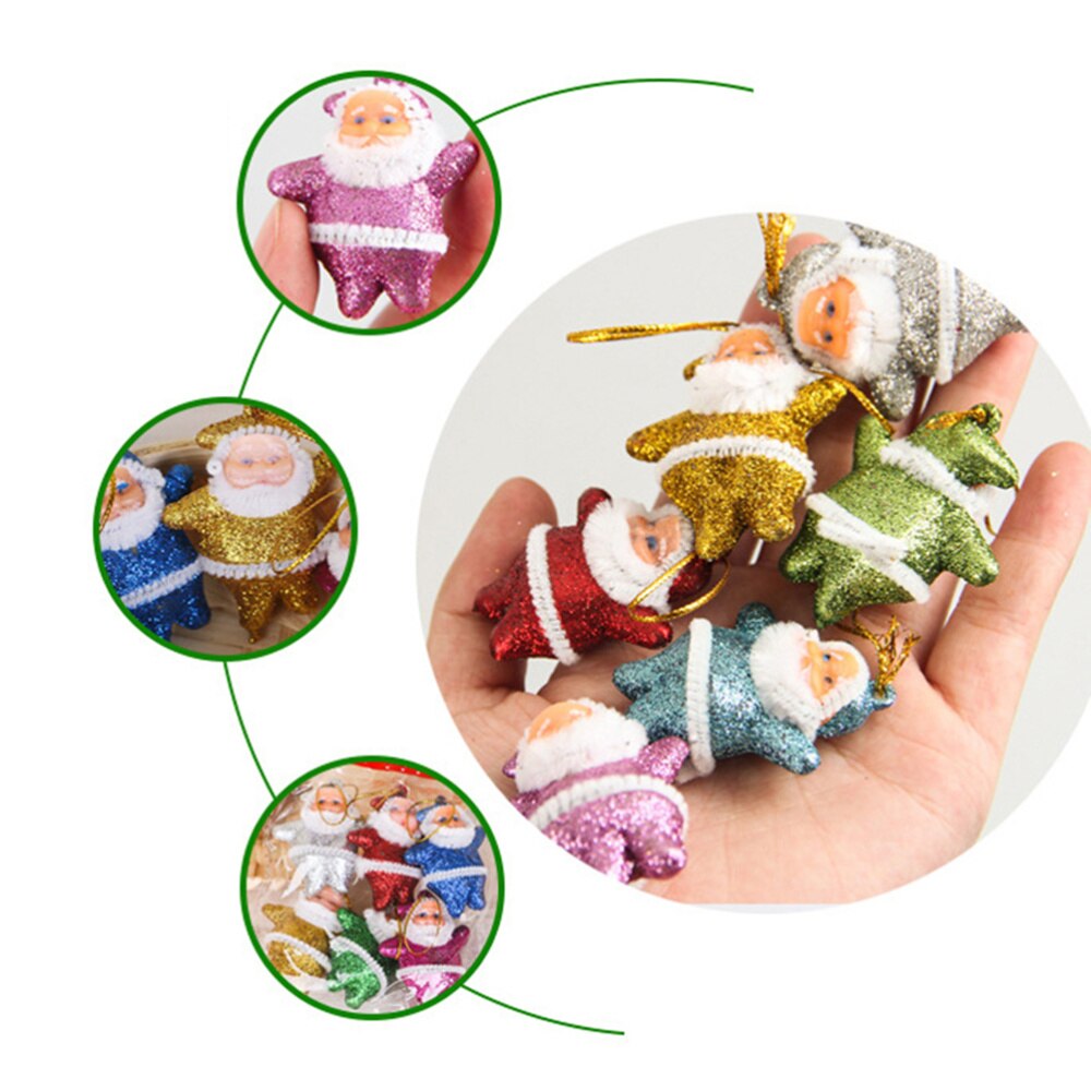 6 Stuks Kerst Opknoping Kerstman Decor Glitter Opknoping Hanger Kerst Feestartikelen Decoratieve Props