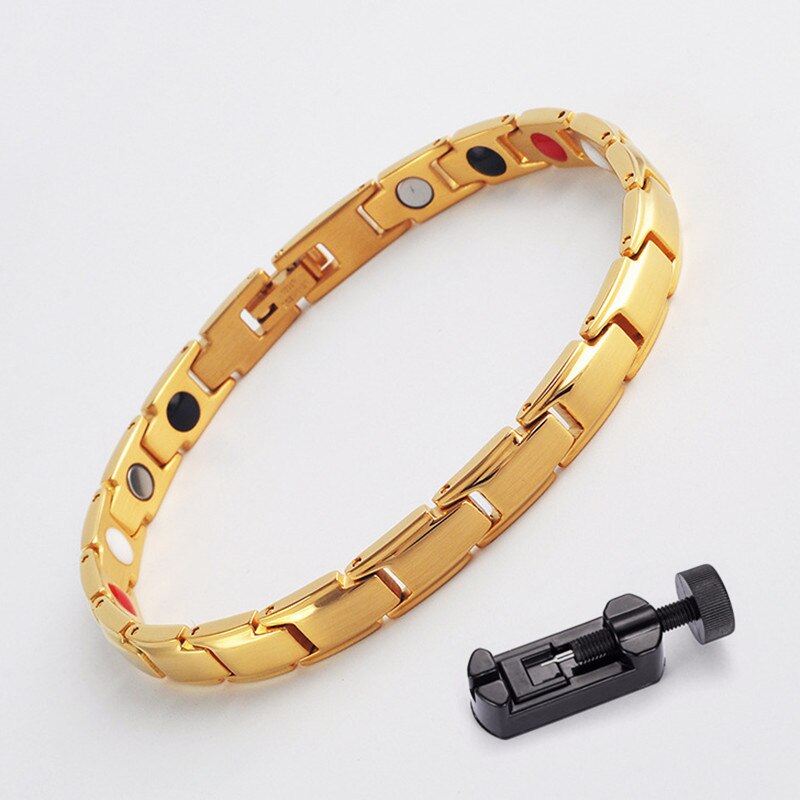 7mm breite magnetarmbänder für damen und herren, gesundheitsschmuck, titanstahl, herrenarmbänder, armreifen, Germanium-armbänder: Gold w werkzeug