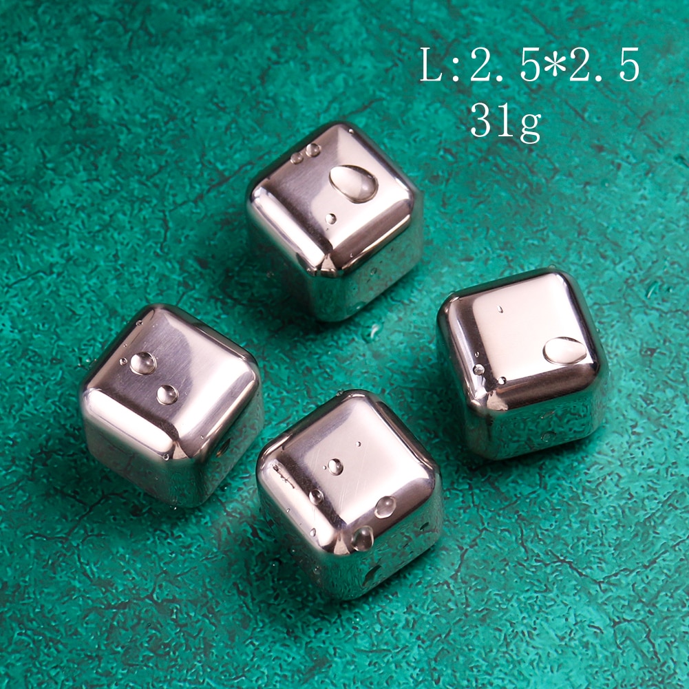 4PCS Stainless Steel Ice Cubes Bar Accessories Home Bars Reusable Food Grade Cooling Ice Stone Keep Your Drink Cold Longer