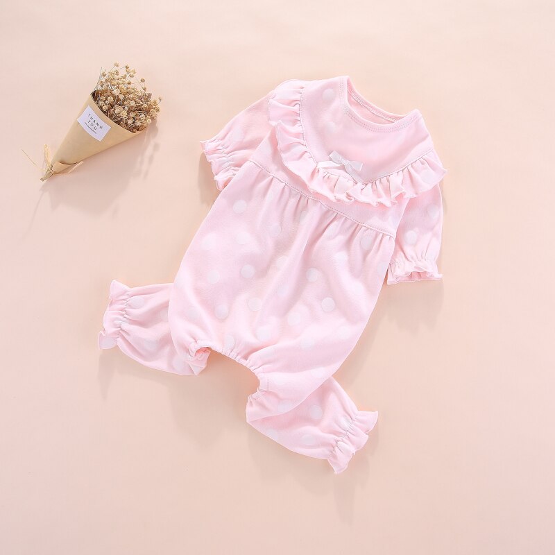 Pijama de algodón con lunares para perro, Mono para perro, Bichon Pomeranian, Schnauzer, Pug: Rosa / XL