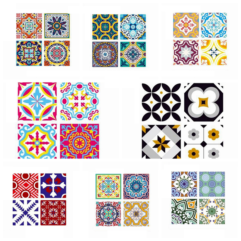 13*13cm 4 stk middelhavsstil retro fliser badeværelse køkken mosaik marokkansk arabisk wallstickers køkken backsplash selvklæbende