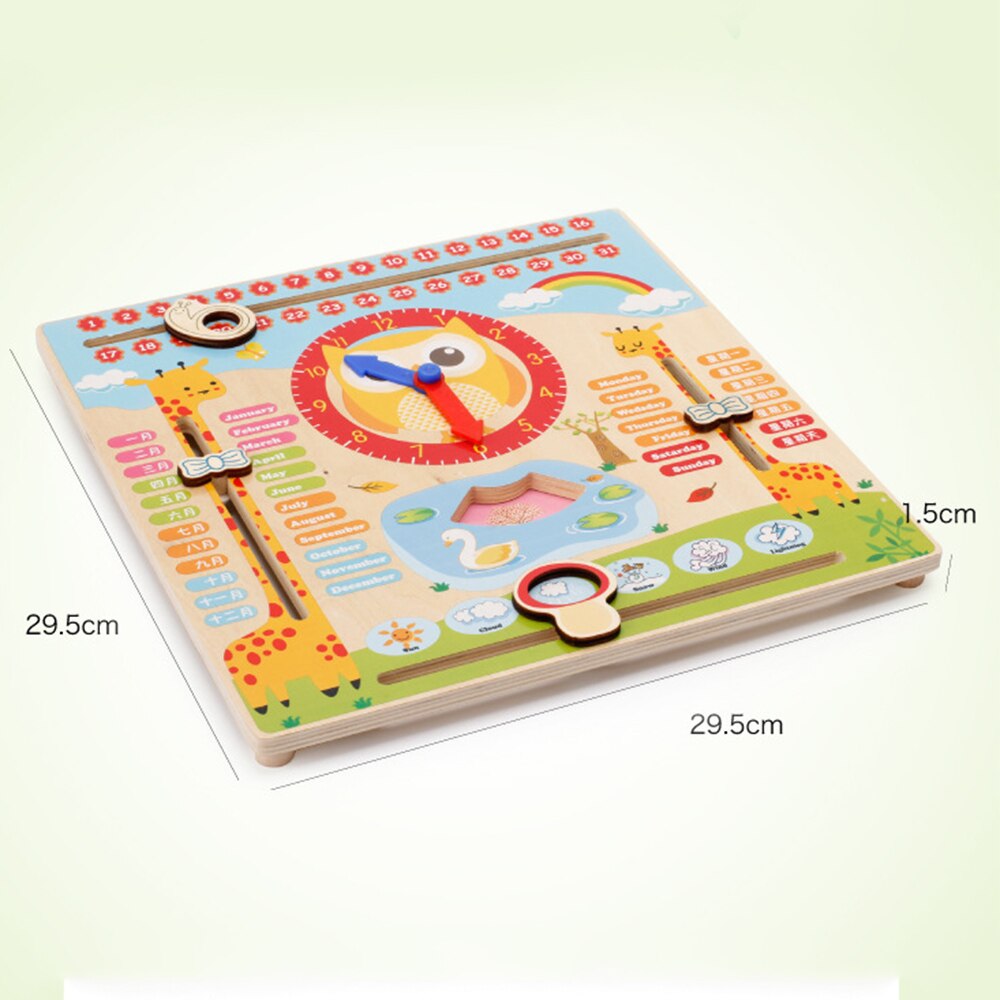 Wooden Calendar Toy Multifunction 6 in 1 Hanging Kids Clock Date Weather Chart Early Educational Toys Learning Calendar Time