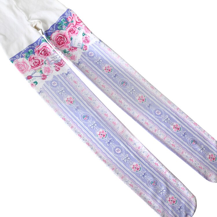 Japanse stijl 80D Zoete Lolita panty witte roos patroon stockSilk kousen 1 order = 1 pc
