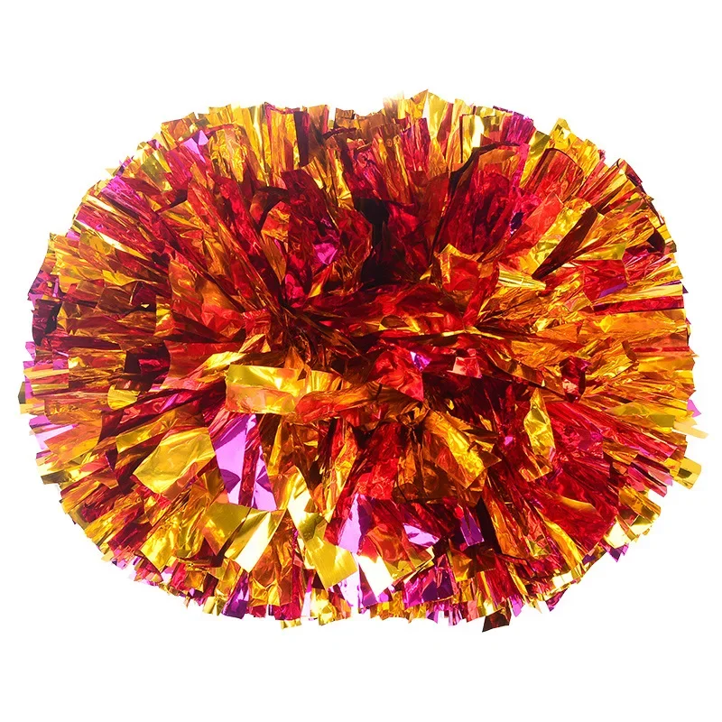 Pompones de porristas con mango, bolas de animación, oro grande, plata, rojo, amarillo, azul, pompones de baile de mano, accesorios para mujeres y niños, 1 ud.: Morado
