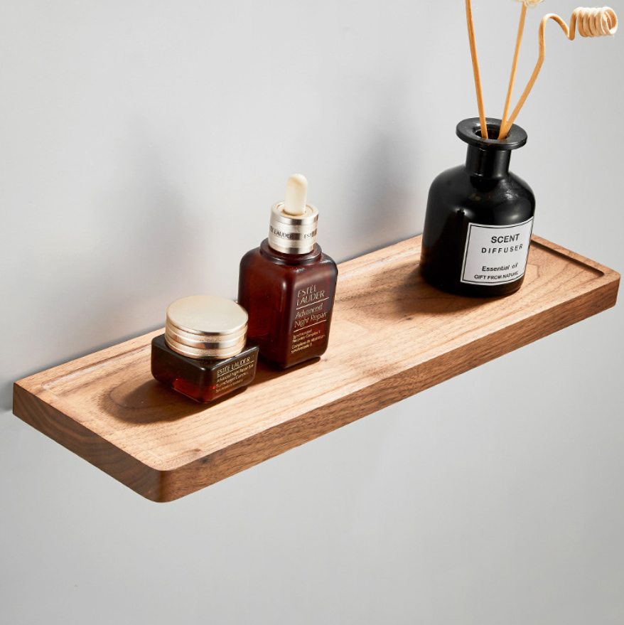 Bathroom Walnut rack the wall hanging storage shelf wood storage shelf