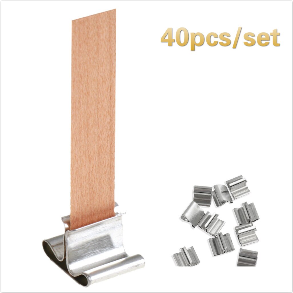 40Pcs Houten Lont Kaars Lont Vierkante Kaars Houder Onderhouder Label Stand Alloy Diy Craft Olie Lamp Maken Levert Party