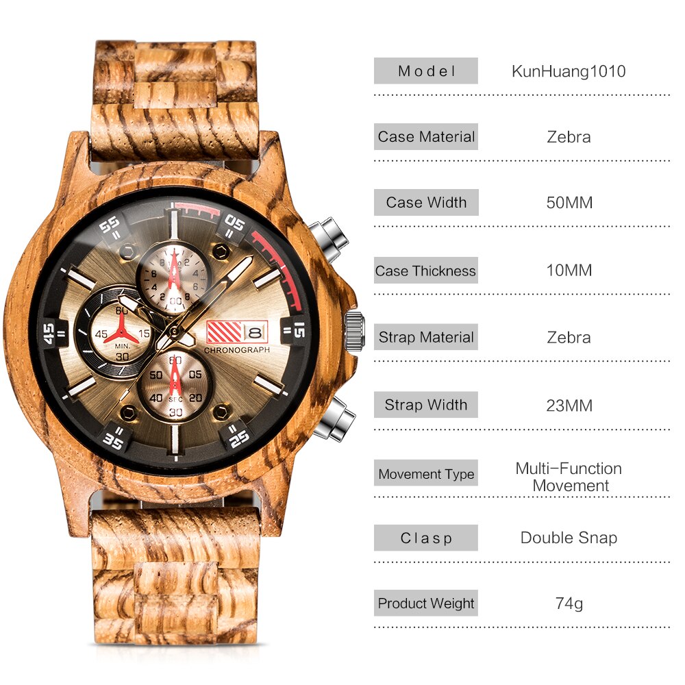 Sorpresa para el hijo, reloj deportivo de lujo tallado de madera, de cumpleaños de Graduación: Default Title