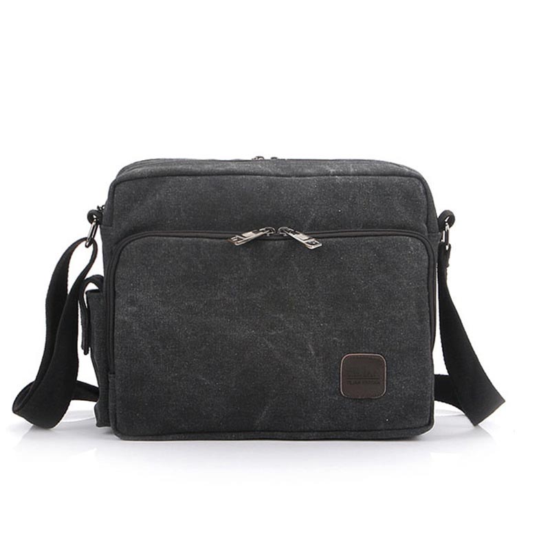 AUFUR Messenger Bag mannen Lederen Schoudertas Handtas Business Crossbody Tassen Voor Mannen Canvas Mannelijke Flap Reistas bolsa: Black