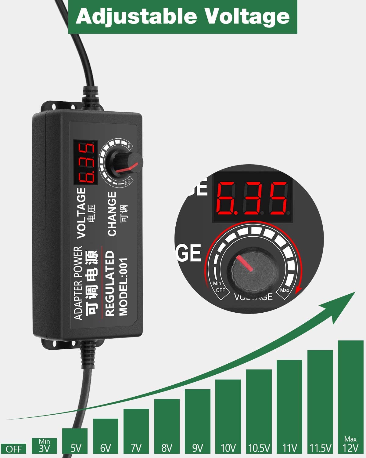 Universele Voeding 3V-12V 5A 60W Verstelbare Ac/Dc Adapter 100 ~ 240V ac Naar Dc 3V 5V 6V 8V 9V 12V Met Led Display En 14 stekkers