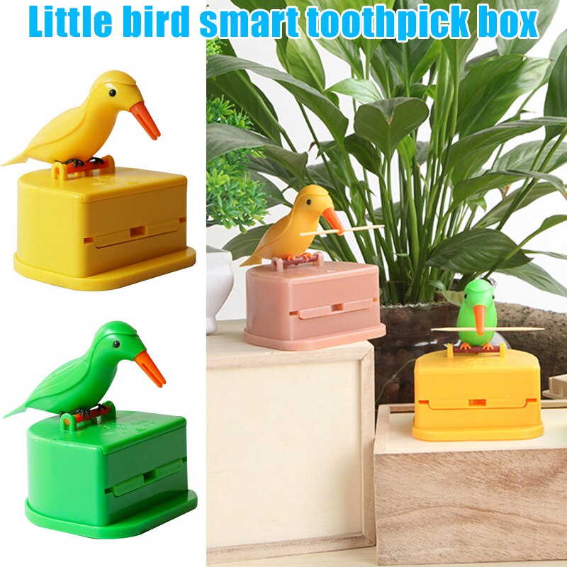 Cute Bird Shape Toothpick Holder Container Automatic Toothpick Dispenser Toothpick Storage Box Table Toothpick Case Home Decor